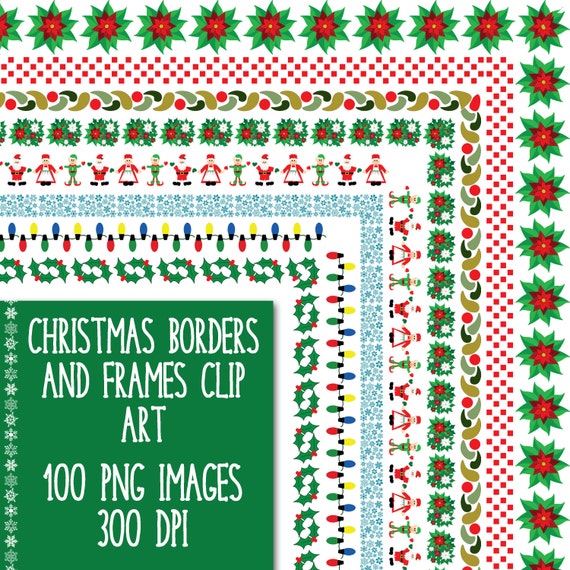 Christmas Borders and Frames Clip Art 100 Digital Christmas