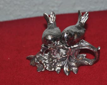 Vintage Metal Love Bird Salt and Pepper Shakers
