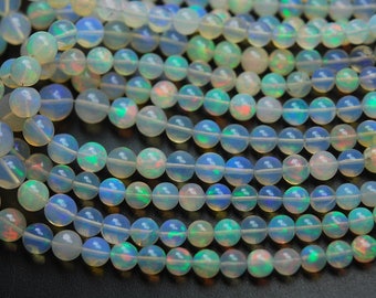 58 Carats,18.5 Inches,Natural ETHIOPIAN Opal Smooth Round Rondelles,Size 4-7mm