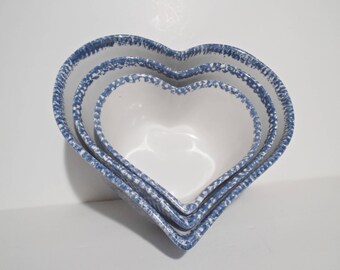 Heart Shaped Ceramic Nesting Bowls/ Set of 3