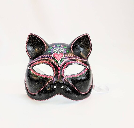 Cat: Hand painted plastic cat mask Cat face Masquerade mask
