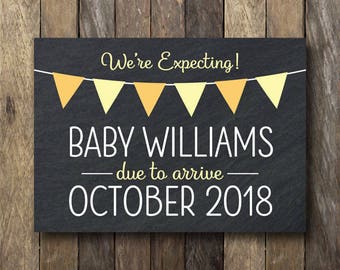 Printable Pregnancy Announcement - Chalkboard Pregnancy Reveal - Pregnancy Announcement Print - New Baby Pregnancy Reveal - We're Expecting