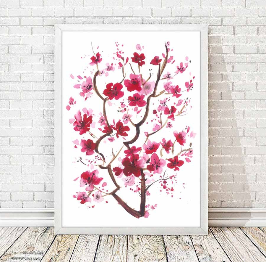 Aquarelle de fleurs de Cerisier japonais peinture abstraite Aquarelle de fleurs de Cerisier japonais peinture abstraite