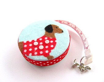 Tape Measure Red Flannel Dachshunds Retractable Measuring Tape