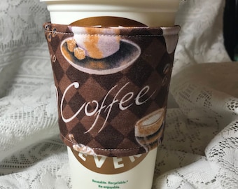Coffee cozy, coffee cup holder, coffee fabric cozy, coffee cup cozy, coffee sleeve