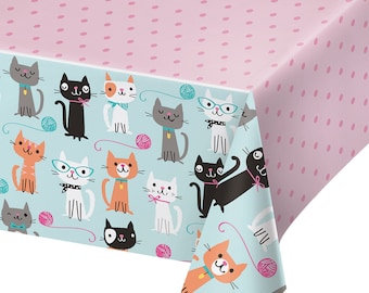 Pretty Kitty Birthday Party Tabelcover/ Cat Birthday Party Tablecover/ Kitty Party Tablecover/ Cat Party