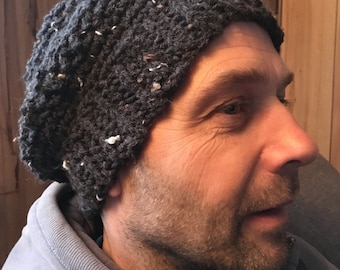 Black Slouchy Beanie crochet