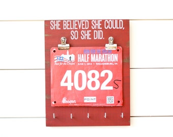 Race Bib and Medal Holder - She Believed She Could So She Did