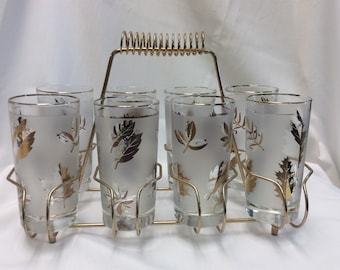 Libbey glass caddy with 8 glasses