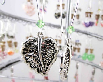 Earrings in silvery metal leaf REF BO124