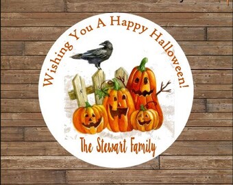 Personalized Halloween Stickers Pumpkin Stickers Halloween Favor Tags Halloween Treat Bag Tags