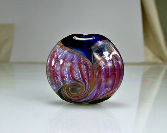 Blue Pink Lampwork Focal Bead SRA GLass Focal Bead