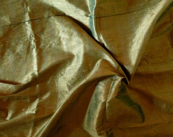 Silk Dupioni in Pale Olive Green with Gold Shimmer, Fat quarter- D 143