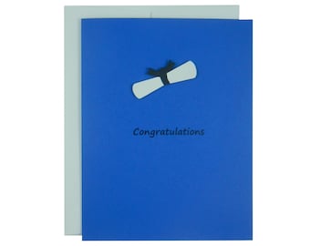 Blue Diploma Graduation Card Congratulations Card Handmade Card for Graduation Present Congrats Graduate Grad Card Gift for Graduation