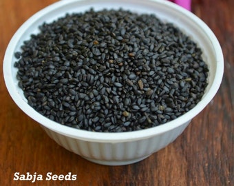 Sabja Seeds (Basil Seeds) Sweet Basil Seeds-Sabja-Tukmaria-Falooda-Selasih-Cold Drink-INDIAN CHAI SEEDS-