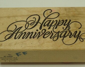 PSX F-270 Happy Anniversary Wood Mounted Rubber Stamp By Personal Stamp Exchange