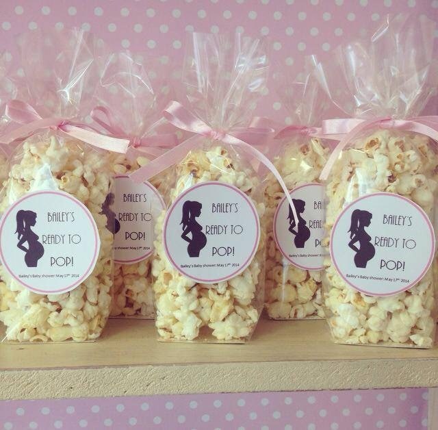 X8 Filled Popcorn Bags With Tag Baby Shower Favour Gift Game