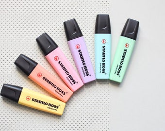 6 Stabilo Pastel highlighters, Pastel highlighting pens, Pastel markers, pastel pens, stabilo pens