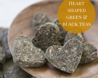 Heart tea - Green Tea or Black Tea hearts make a fun DIY tea favor, Bridal shower wedding favor, Bridesmaid gift or Unique hostess gift
