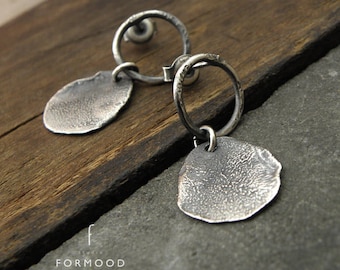 form017 collection - 100% Ag - earrings, raw sterling silver stud earrings, oxidized silver, stud earrings,