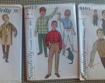 1960's Vintage Boys Coat, pants and shirt patterns