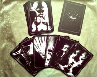 Major Arcana Tarot Card Set, Gothic black and white illustrations, occult portraits