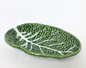 Midcentury Portuguese leaf shaped earthenware - Bordallo Pinheiro