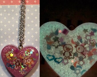 Rilakkuma Heart necklace (Glows in the dark)