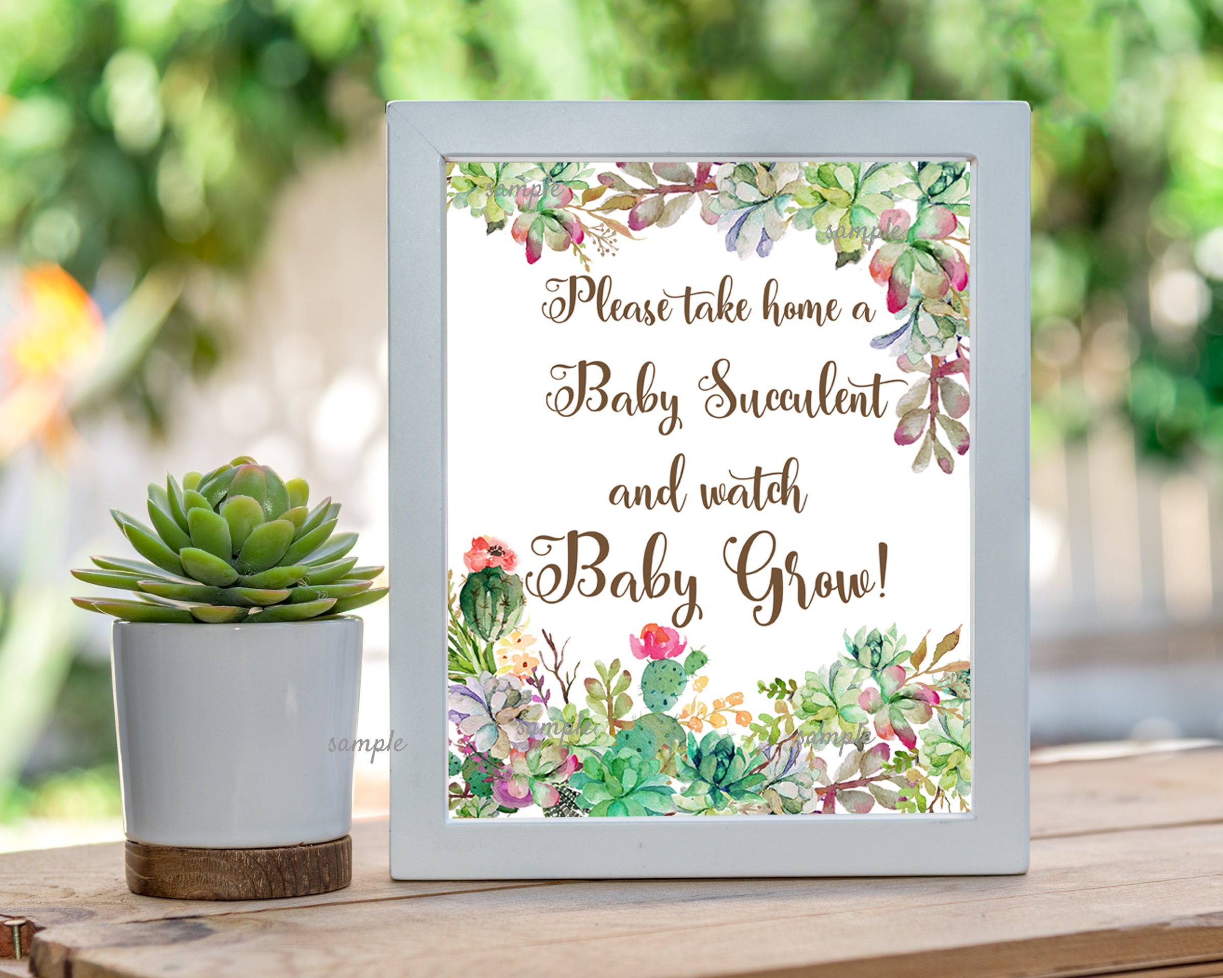 Succulent Baby Shower Favor sign Cactus Baby Shower 8x10