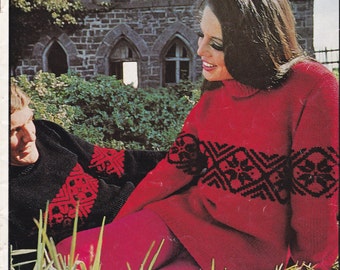On Sale - Paton's Jet, Togetherness is Wearing look alike Sweaters, Knitting Pattern Book No 804 Vintage 1970s