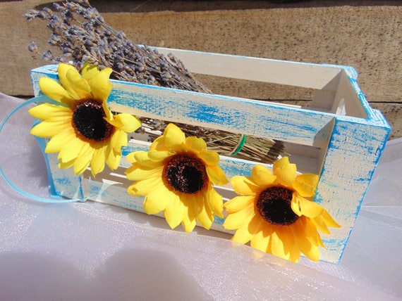 Mylovelyweddingday Rustic Wooden Sunflower Crate Sunflower