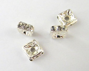 Squaredelles - 8 mm - Four (4) Crystal Silver
