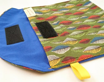 Snack Bag Sandwich Bag Reusable Bag Leaves Blue Green Autumn Coton PUL