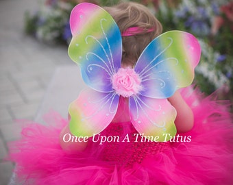 Rainbow Fairy Wings -- Dress Up or Birthday Party Favor Accessory - Little Girls Butterfly Costume - Fairy Halloween Costume - Ready To Ship