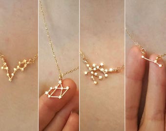 Zodiac Necklace,Zodiac sign necklace,Constellation necklace,Leo,Virgo, Libra, Scorpio,Capricorn,Pisces,Gemini,Taurus,Cancer,Aries necklace