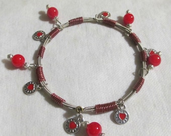 Full of Love Hearts Guitar String Bangle (L)