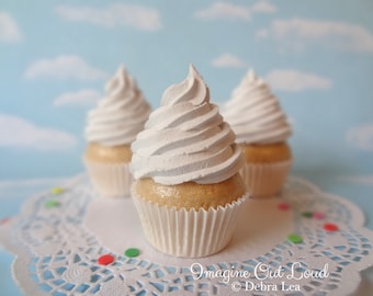 Fake Cupcake White Vanilla Faux Photo Prop Kitchen Decor Favor