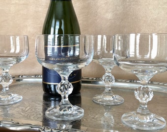 Champagne Coupes, Bohemia Crystal, Claudia Pattern, Luxury Stemware, Wedding Barware, Czech Crystal, Vintage Glassware, Glam Champagne Glass