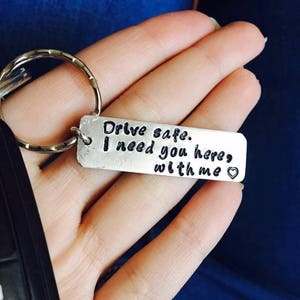 Personalized Keychain, Drive Safe, Boyfriend Gift, Aluminum, Couples Keychain, Engraved Keychain, Husband Gift, Boyfriend Gift