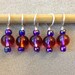 Purple and Orange glass bead - Set of 5 stitch markers
