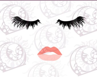 Eyelashes Girl SVG - Lips Lashes SVG - Eyelashes Lips SVG - Fashion Face - Cuttable Design Files