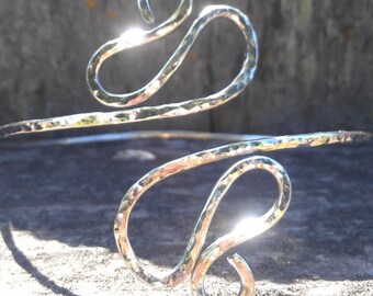 Hammered Silver Arm Band - Egyptian Upper Arm Cuff , Armlet - comes in copper or brass too