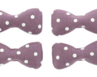 Sale Clearance 40 Pieces Large Bow Fabric Covered Flatback in Purple