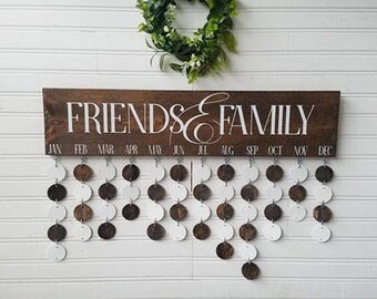 Family birthday board - custom calendar - friends and family celebration board - wooden birthday sign - birthday calendar - gifts for her