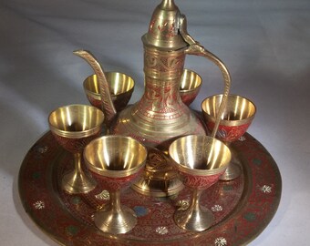 8 piece brass tea set