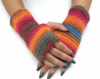Arm Warmers Fingerless Gloves wristwarmer gloves, winter accessory, fingerless mittens, autumn gloves, winter gloves, hand crochet