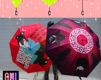 FREE SHIP - Reverse Open Umbrella #WorkSlayServe chibrellas (black girl magic bag dope art melanin black lady natural hair 4c)