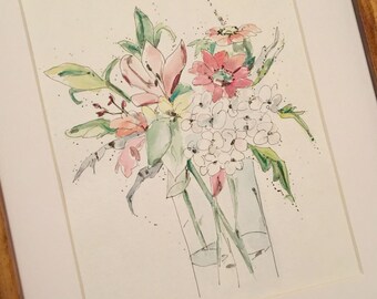 Custon Bouquet Painting Watercolor Drawing