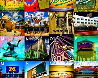 Detroit Coasters by Iconic Detroit Art - Mix and Match Your Set of 4 - Tumbled Tile Coasters