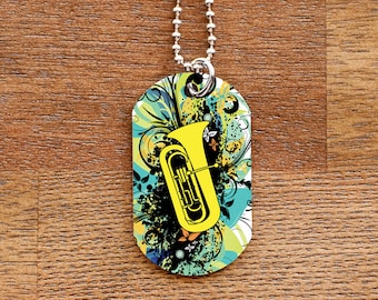Tuba Dog Tag Necklace for Band Geeks